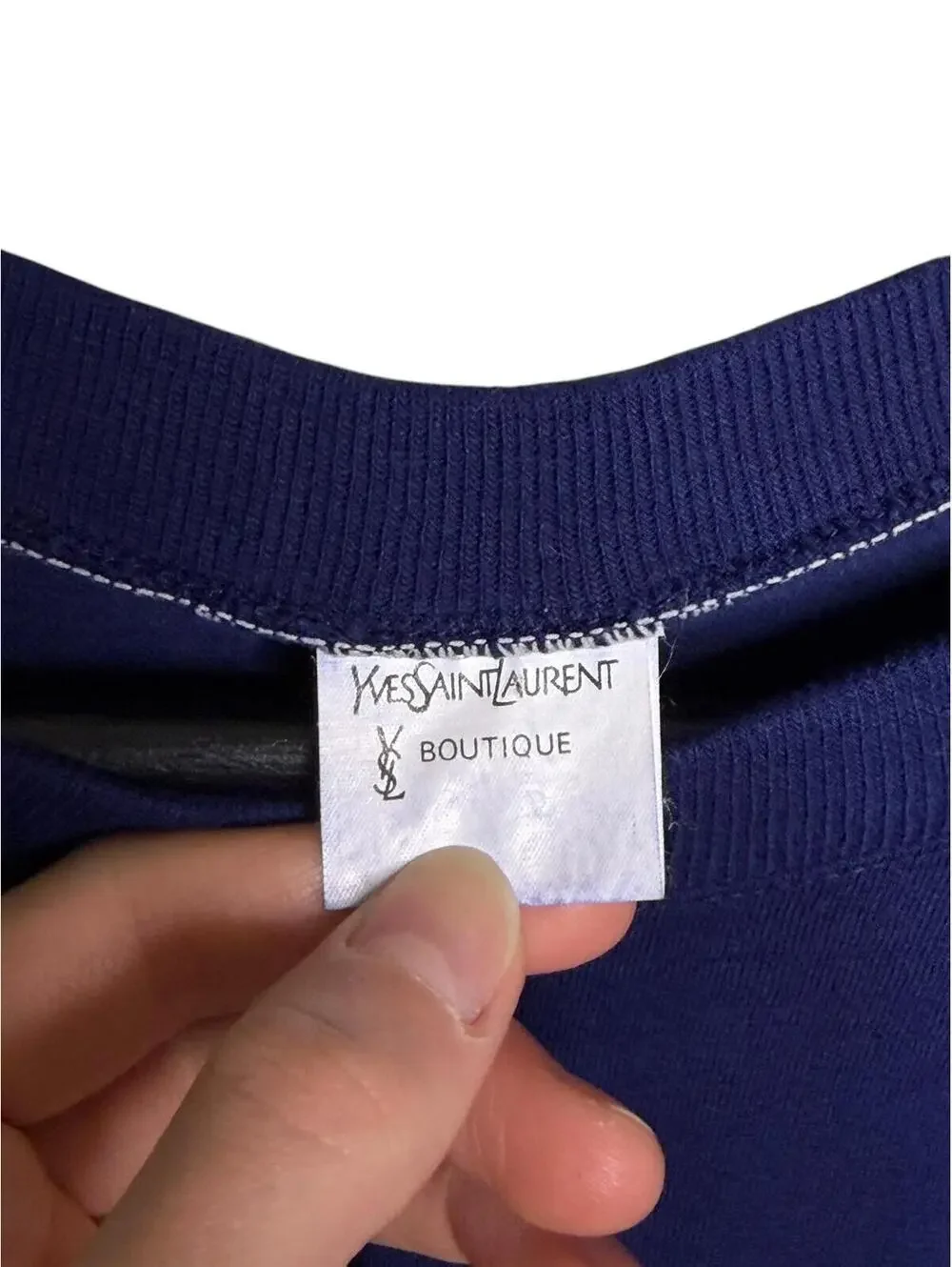 Vintage Yves Saint Laurent YSL Embroidered Logo Tee 80s - Picture 6 of 7